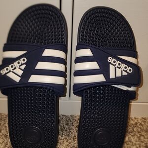 Adidas Dark Blue and White Slides